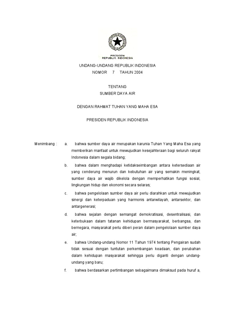 Undang-Undang Republik Indonesia Nomor 7 Tahun 2004 ...