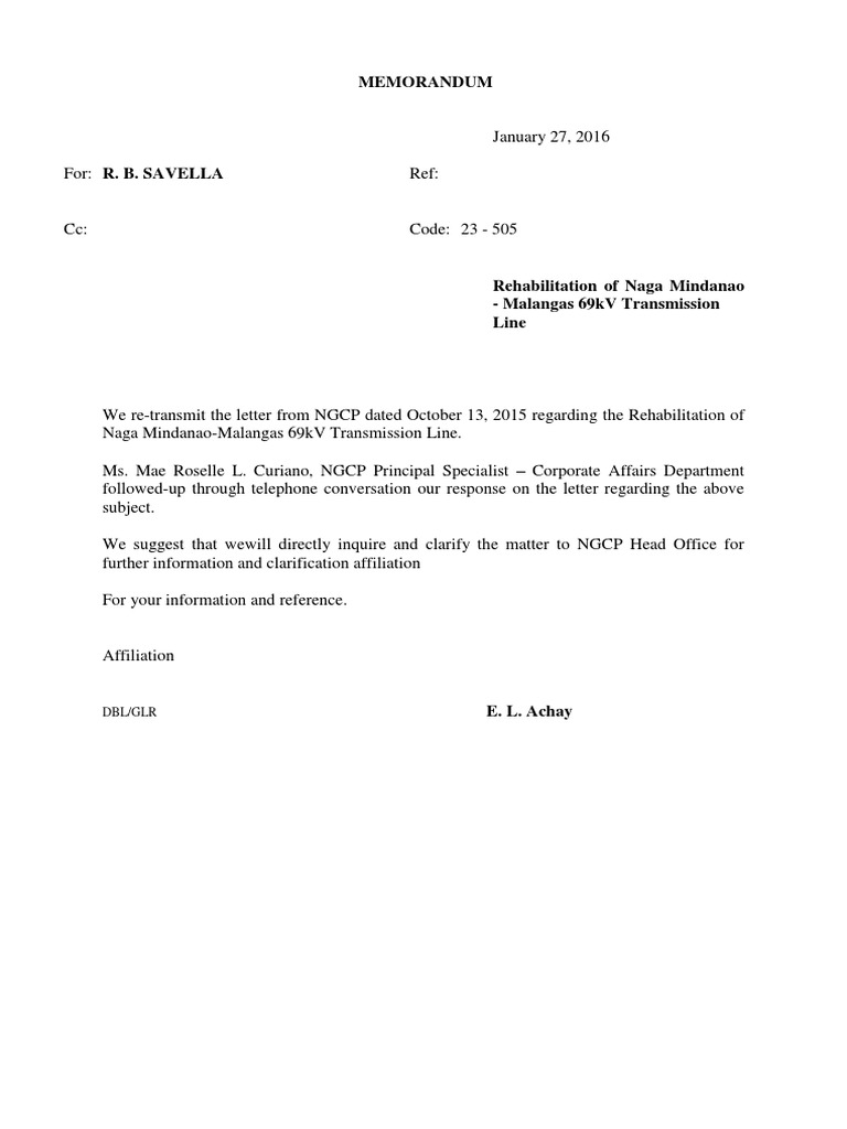 Memo Format PDF Tire Rope