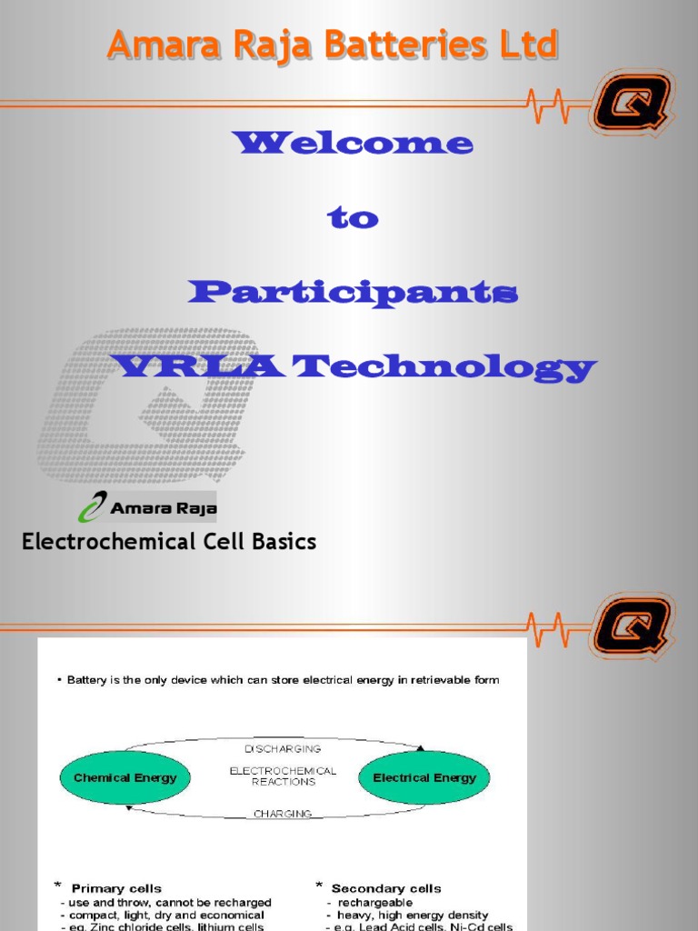 Amara Raja Technicial Presentation PDF Battery Charger Physical