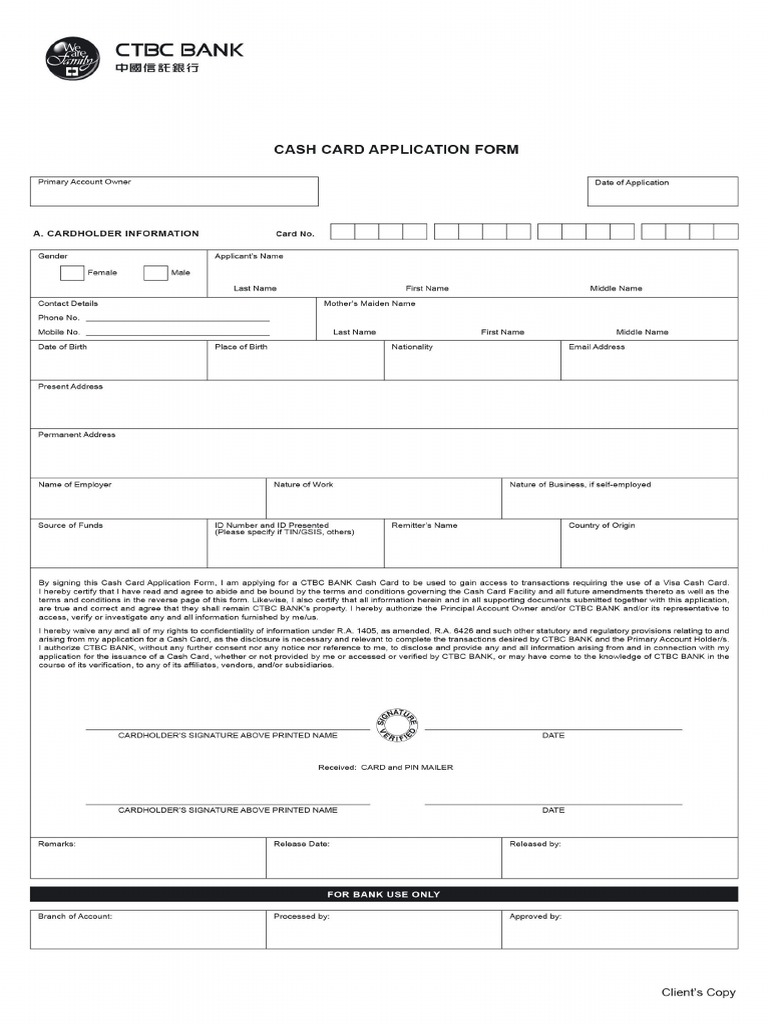 CTBC Application Form PDF | PDF