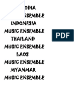 Cambodia Music Ensemble Indonesia Music Ensemble Thailand Music Ensemble Laos Music Ensemble Myanmar Music Ensemble