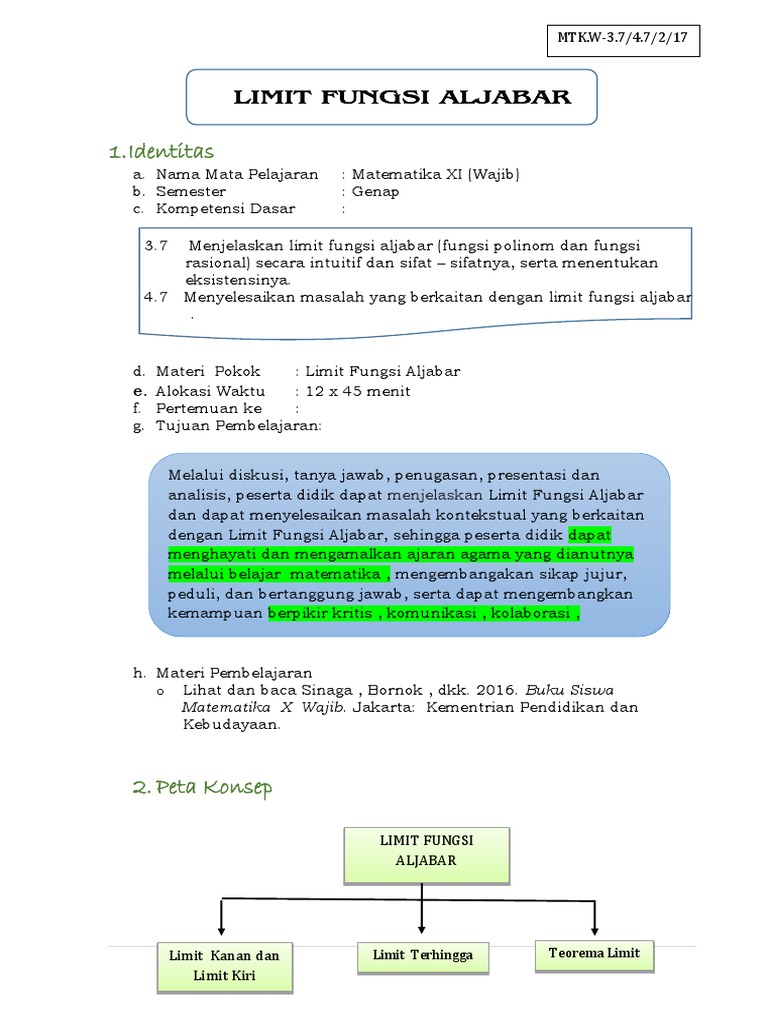 Limit Fungsi Aljabar