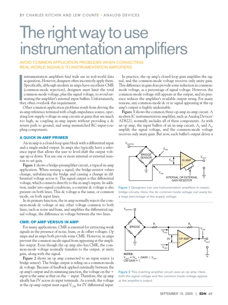 The Instrumentation Amplifier Operational Amplifiers Electronics