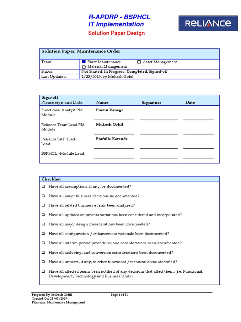 BSPHCL Maintenance Management Solution | PDF | Menu (Computing ...