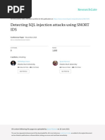 Detecting SQL Injection Attacks Using SNORT IDS: November 2014