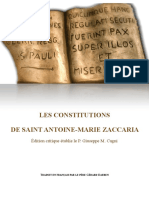 LES CONSTITUTIONS DE SAINT ANTOINE-MARIE ZACCARIA Édition Critique Établie Le P. Giuseppe M. Cagni 2019