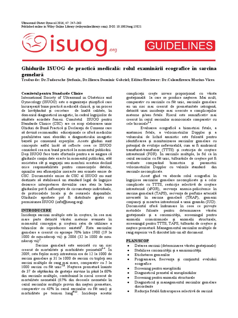 Rolul Usg In Sarcina Gemelară 2019 New Pdf