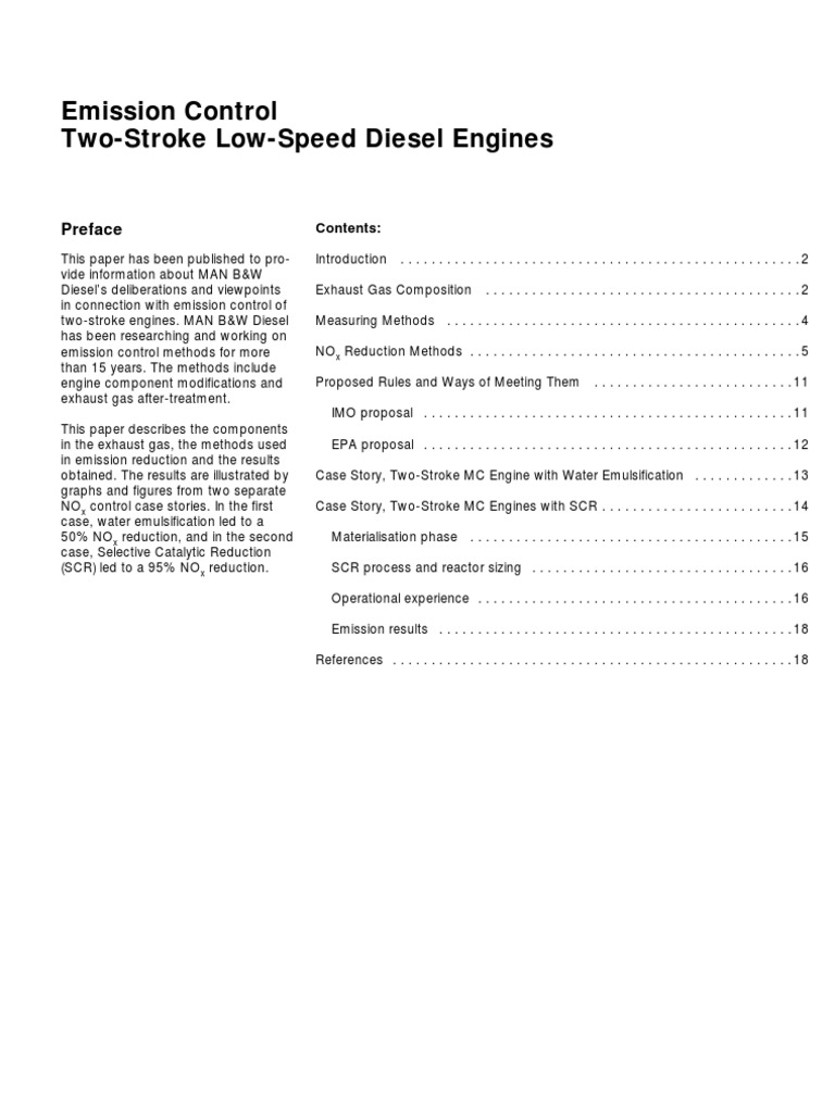 Emission Control Two Stroke Low Speed Diesel Engines Preface Pdf