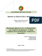 2018 - 2019 - Programa Analítico - Ley de Aduanas