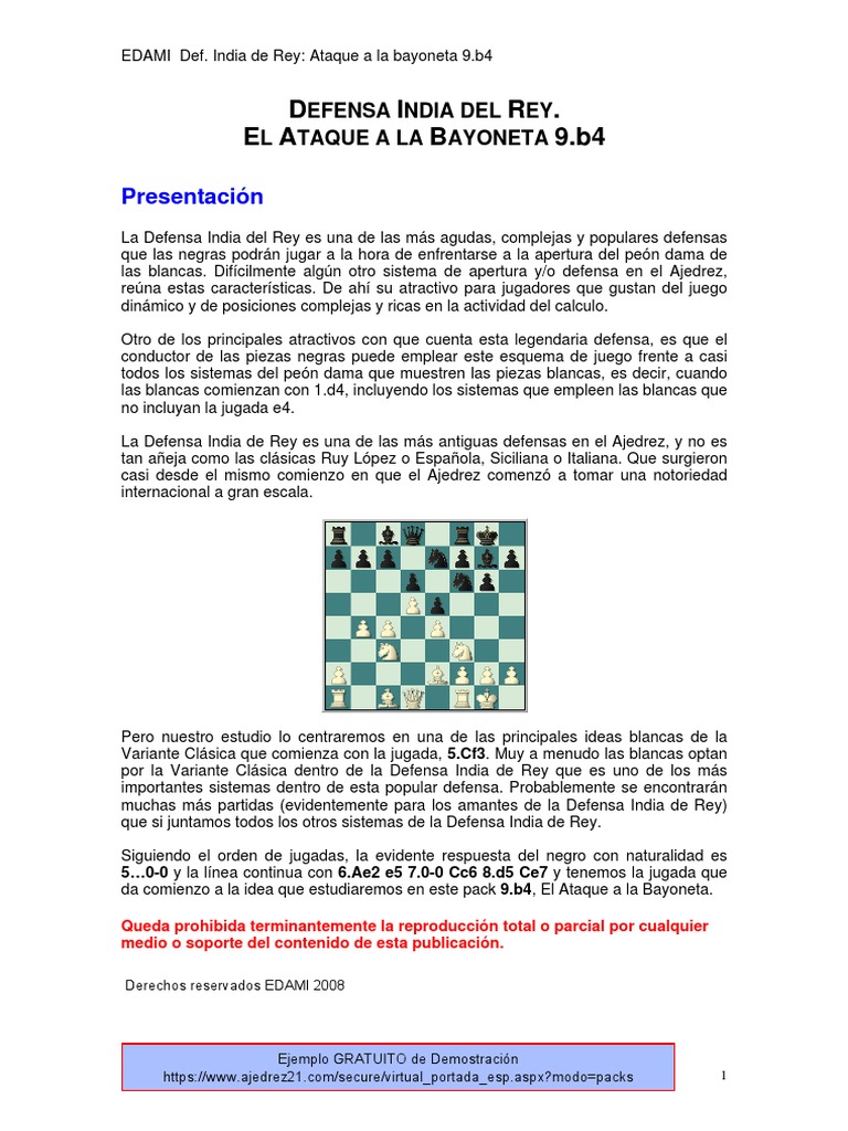 Defensa India de Rey Clasica PDF | PDF | Aperturas de ajedrez | Teoría ...