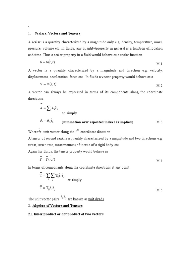 Scalars, Vectors, and Tensors Explained | PDF | Gradient | Euclidean Vector