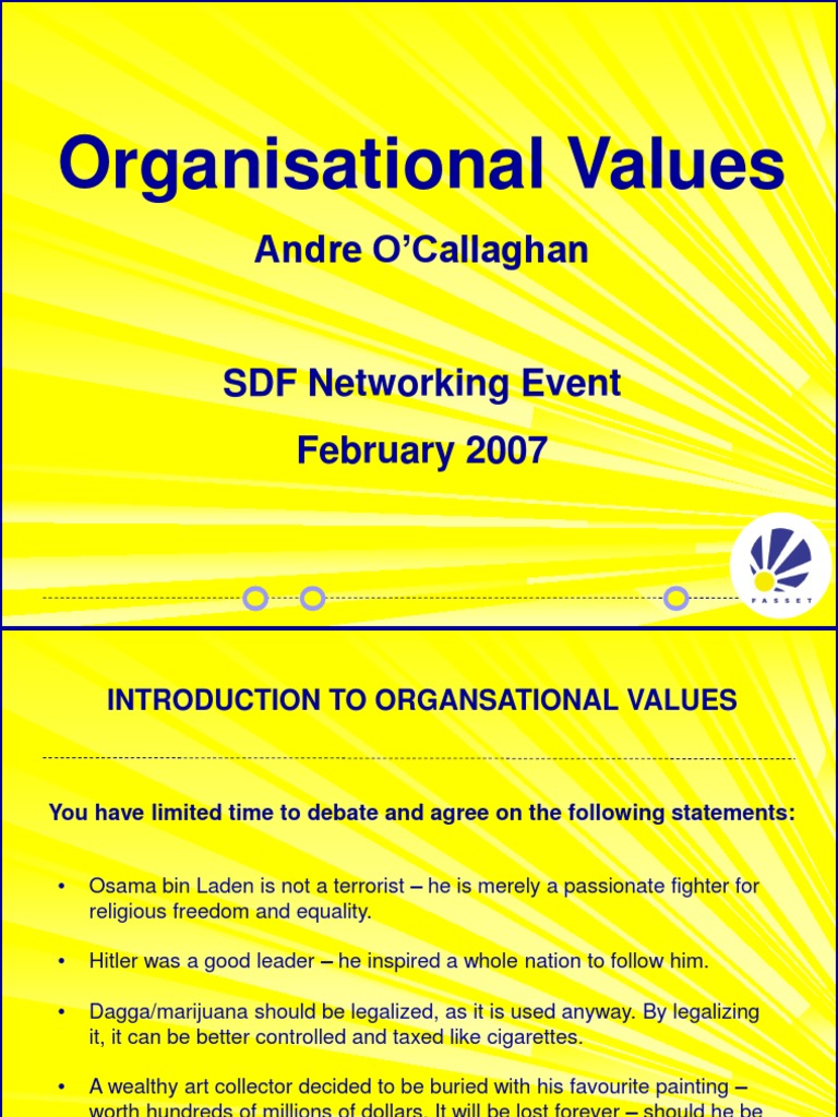 Organizational Values by Andre O'Callaghan | PDF | Value (Ethics ...