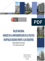 Taller Nacional Avances en La Implementacion de La Politica Hospitales Seguros Frente A Los Desastres