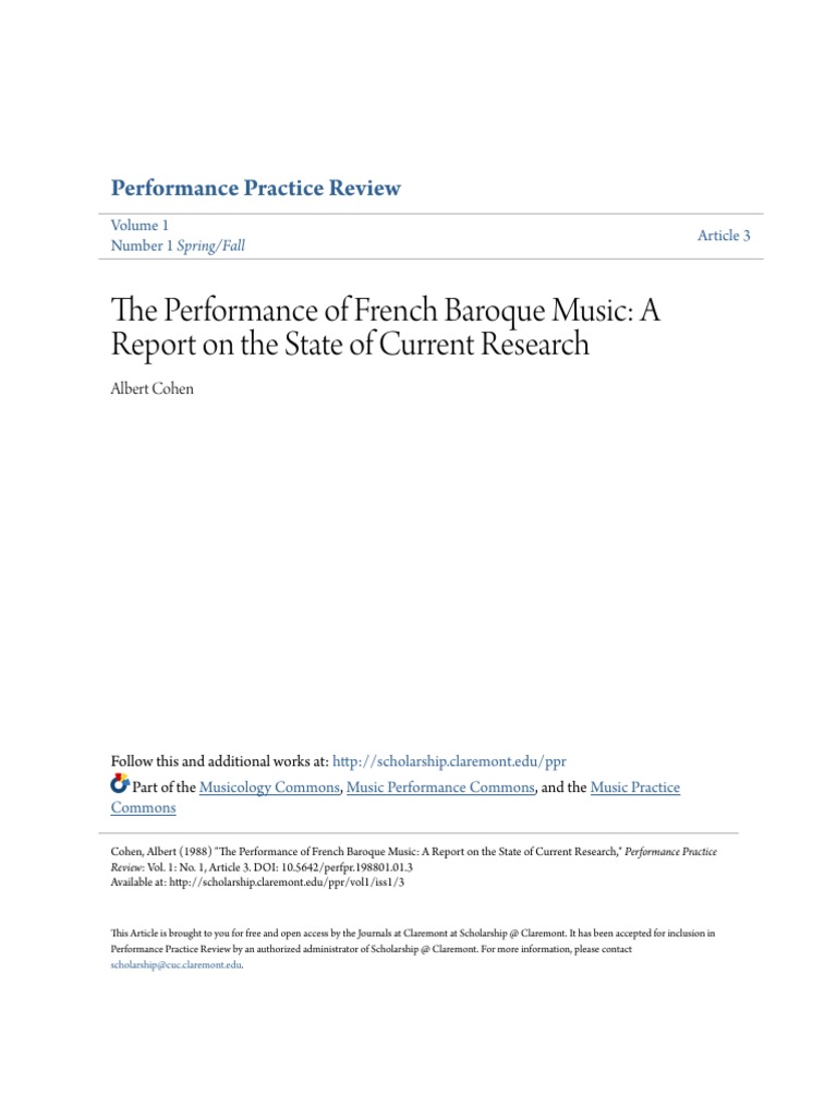The Performance Of French Baroque Music Pdf Pdf Double Bass Cello