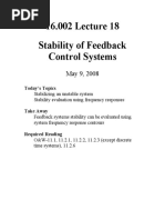 Stability of Feedback Control Systems: Today's Topics