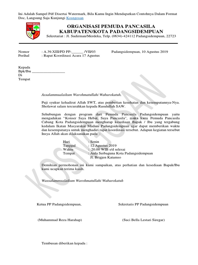 Contoh Kop Surat Anisasi Pemuda Nusagates