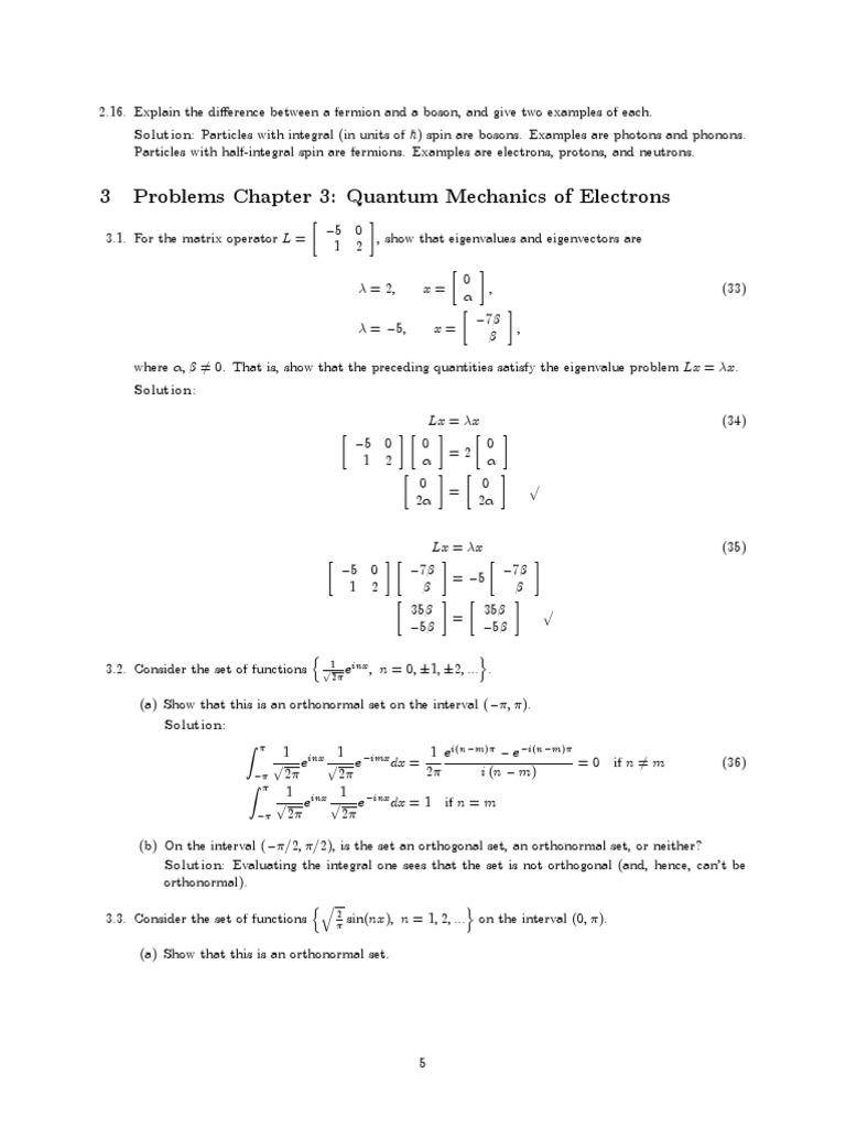 3 Problems Chapter 3: Quantum Mechanics of Electrons: 1 P 2 Inx | PDF ...