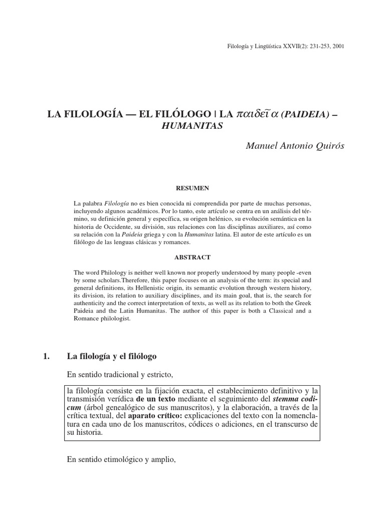 La Filología: Definición y Evolución | PDF | Filología | Artes del ...