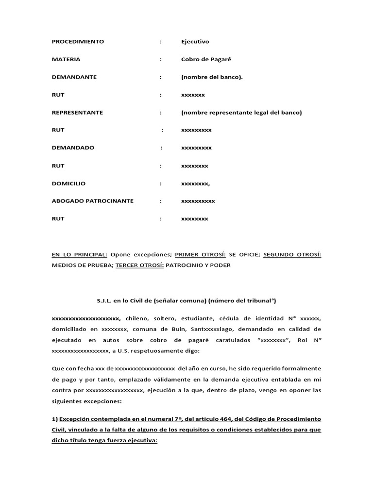 Opone Excepciones Juicio Ejecutivo Cobro CAE | PDF | Estatuto de  limitaciones | Gobierno