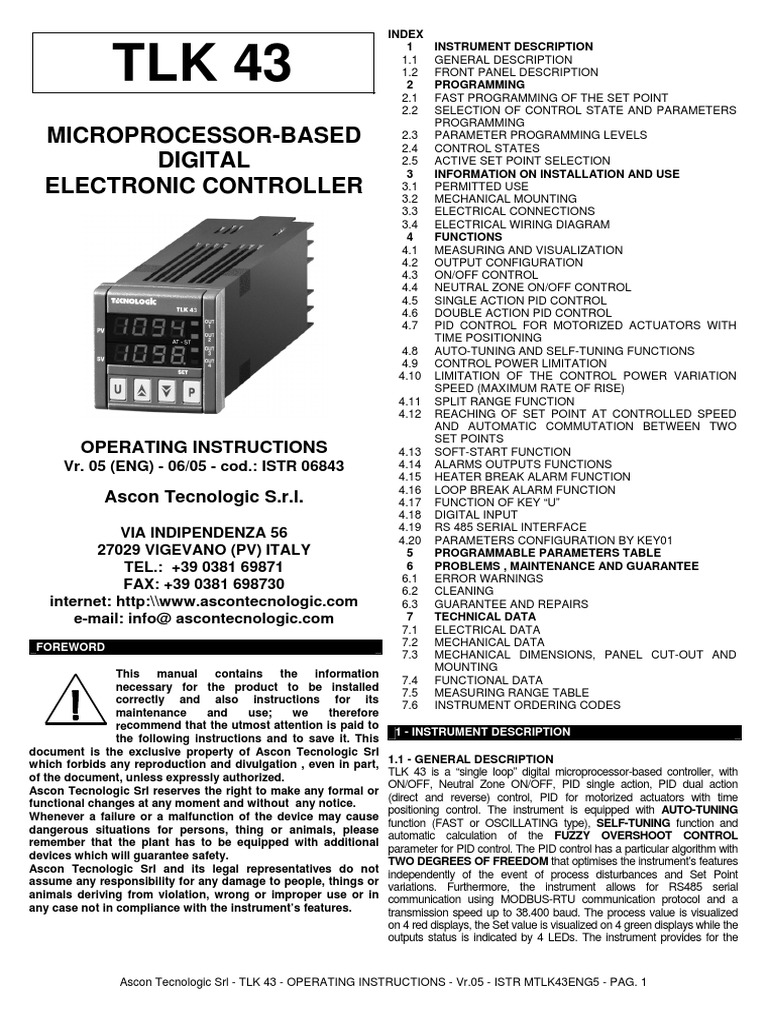 TLK 43 Controller Operating Instructions | PDF | Parameter (Computer ...