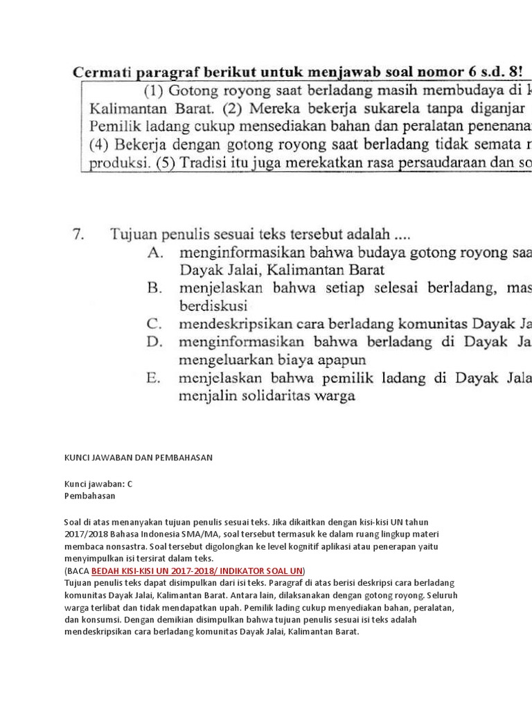 Contoh Soal Dan Pembahasan Menyimpulkan Isi Tersirat Dalam