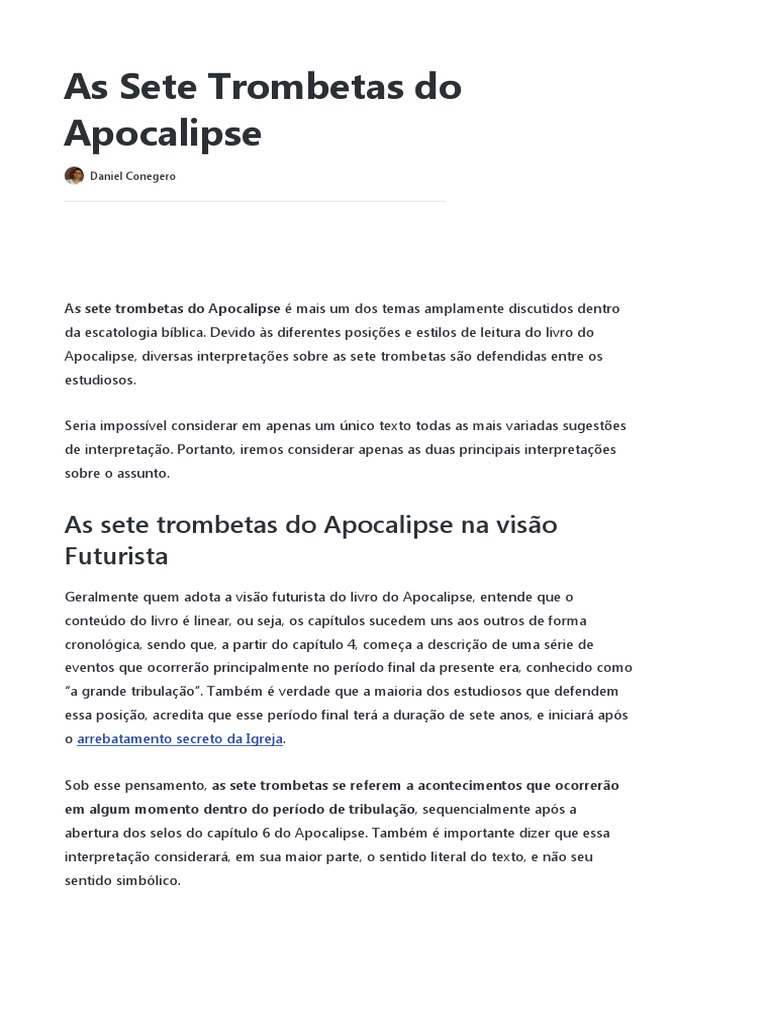 As Sete Trombetas Pdf Livro Do Apocalipse Anjo