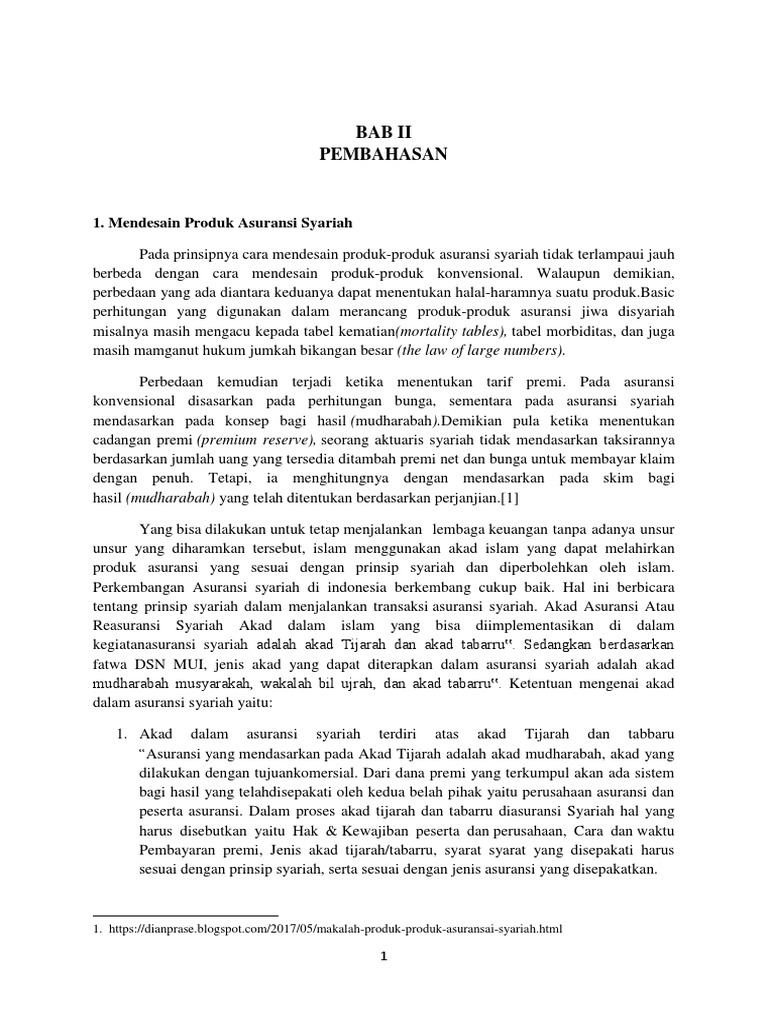 Bab Ii Produk Asuransi Syariah