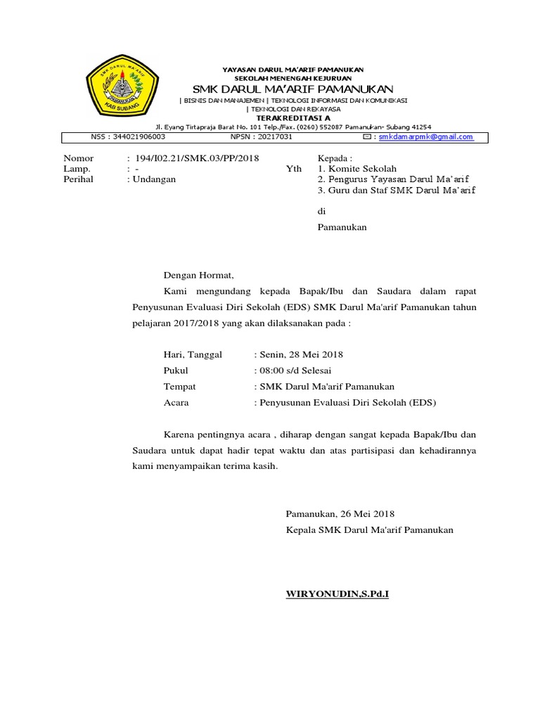 66 Contoh Undangan Rapat Eds HD Terbaru