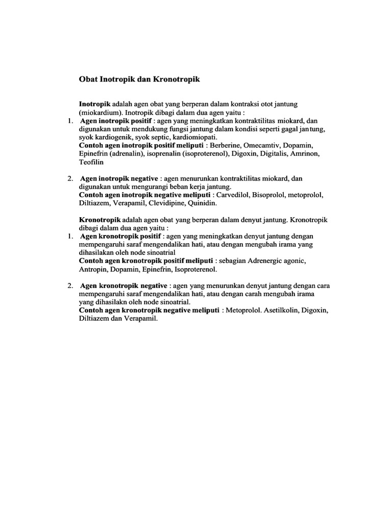 Obat Inotropik dan Kronotropik Jantung | PDF | Jantung | Otot Jantung
