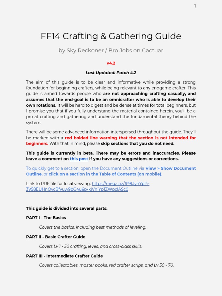 Ff14 Crafting Gathering Guide 125 Menu Computing