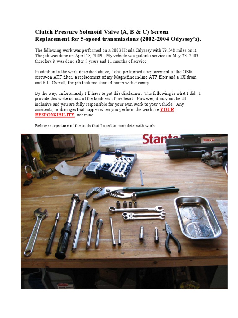 Clutch Pressure Solenoid Valve (A, B & C) Screen Replacement For 5