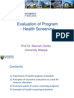 Evaluation of Program Health Screening