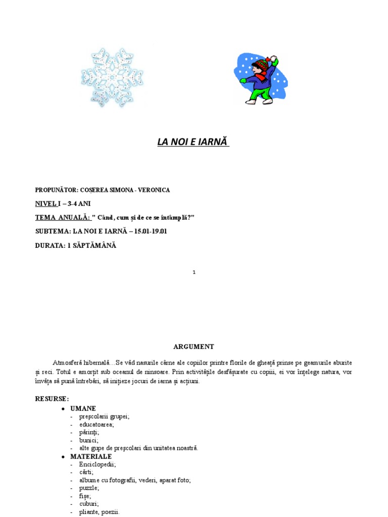 Proiect Tematic Iarna