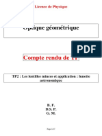 Optique Géométrique: Compte Rendu de TP