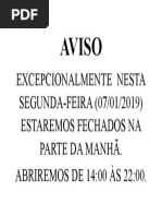Aviso Fechados Pela Manhã