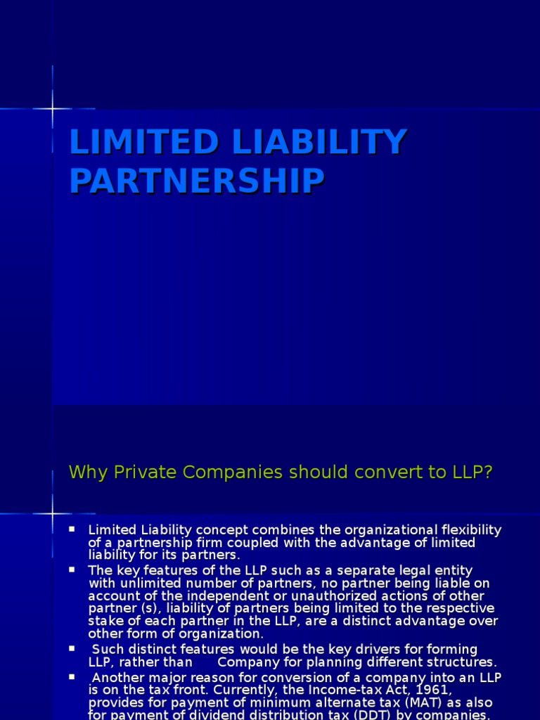 Limited Liability Partnership | PDF | Business | Finance & Money Management