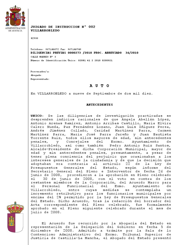 Auto de Finalización de Diligencias | PDF | Derecho penal | Caso de ley