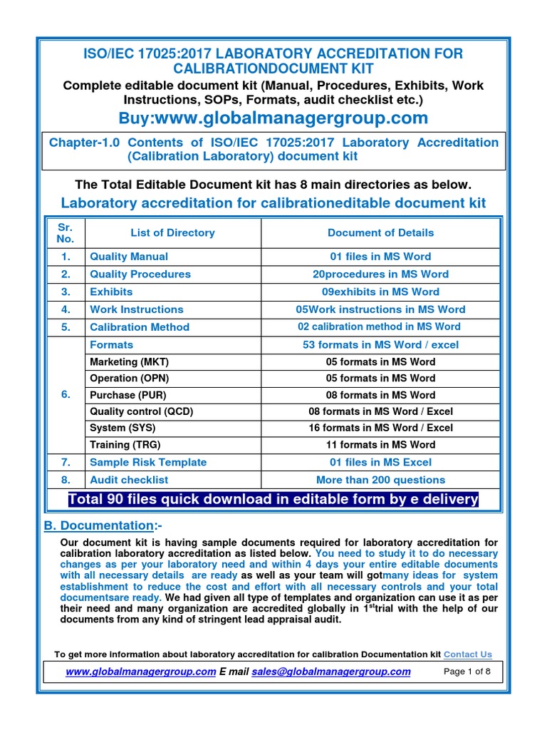 ISO 17025 2017 Document Kit PDF | PDF | Calibration | Verification And ...
