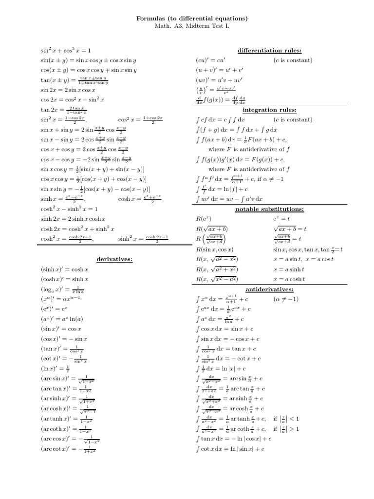 Mathematical Formula PDF | PDF