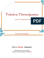 Prelude To Thermodynamics: Lecture 1: Fundamental Concepts