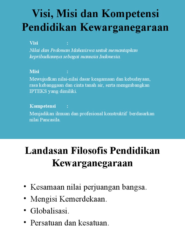 Visi Misi Dan Kompetensi Pendidikan Kewarganegaraan