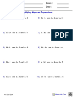 Simplifying Algebraic Expressions G