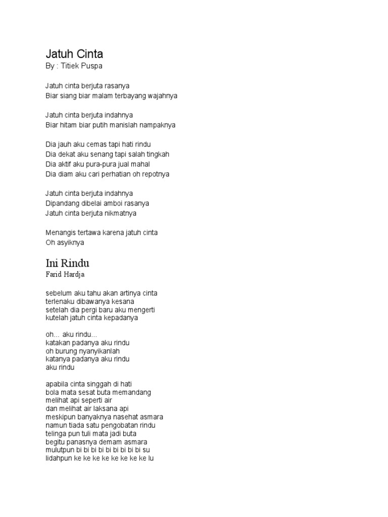 Jatuh Cinta By Titiek Puspa