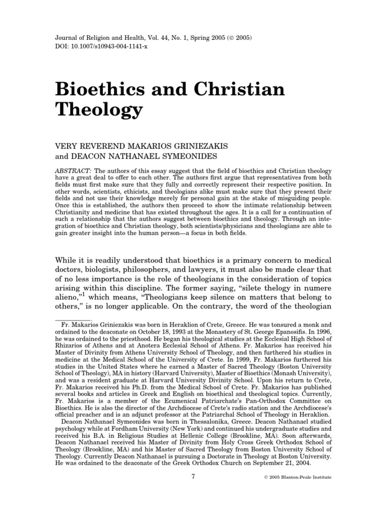 Bioethics And Theology Pdf Bioethics Theology