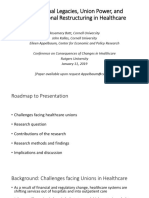 Institutional Legacies, Union Power, and Organizational Restructuring in Healthcare