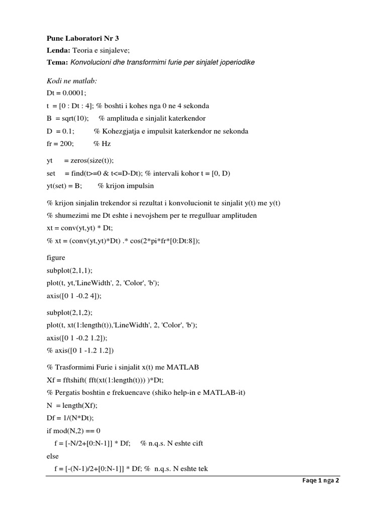 Lab - 3 Matlab Code | PDF
