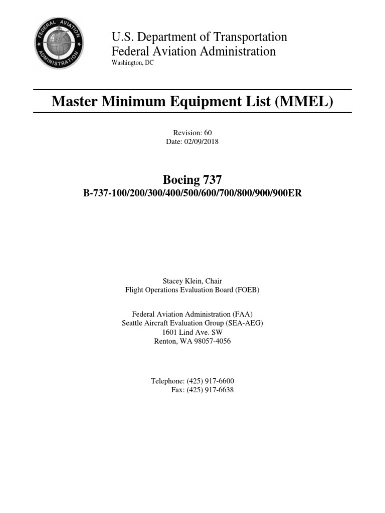 Boeing 737 MMEL Revision 60 | PDF | Federal Aviation Administration ...