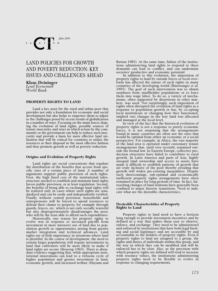 Land Policies For Growth and Poverty Reduction Key Issues and