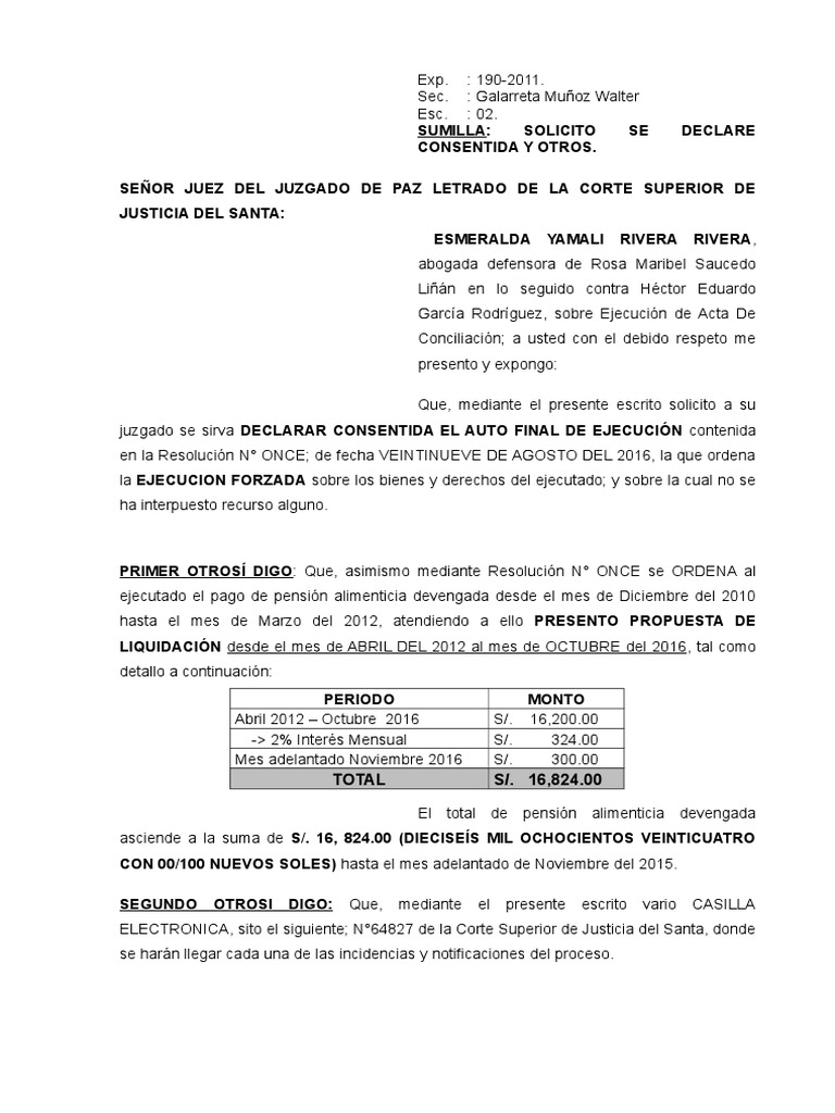Declare Consentida Auto Final de Ejecucion Forzada | PDF | Gobierno |  Justicia