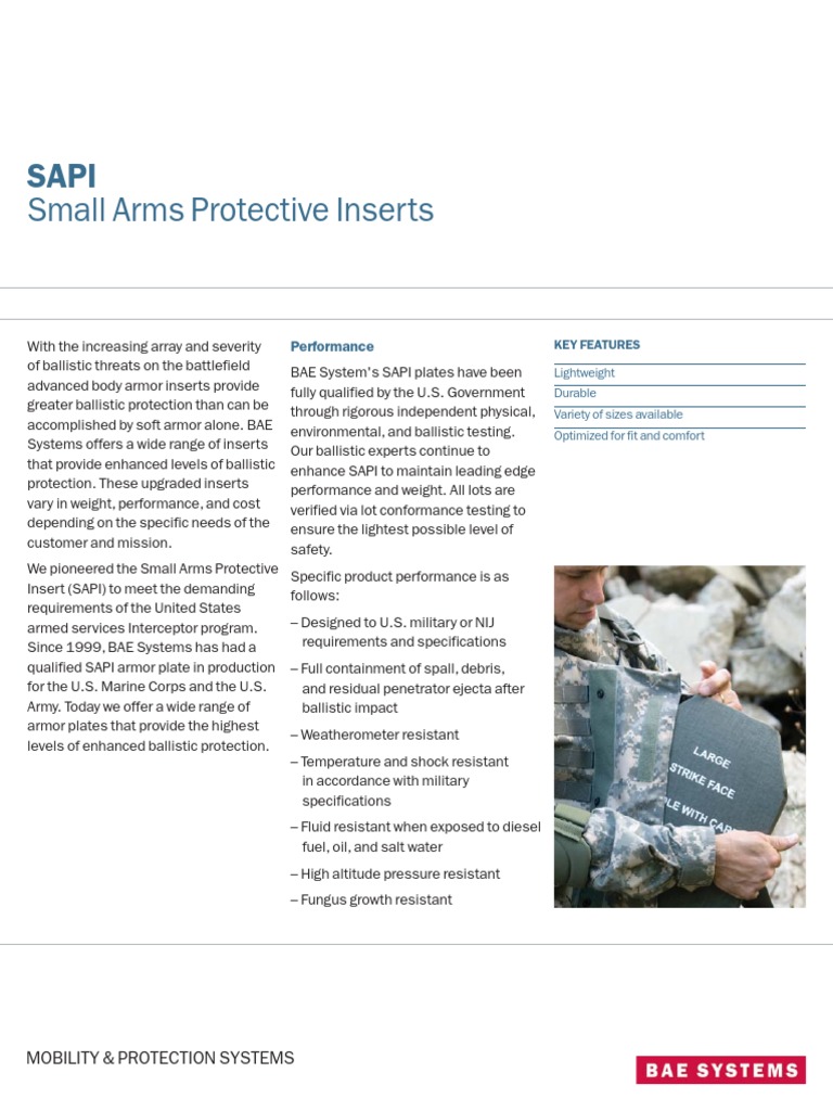 Small Arms Protective Inserts Performance PDF Nature